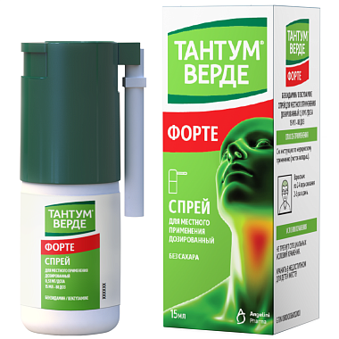 Купить Тантум Верде Форте 15 мл спрей 88 доз