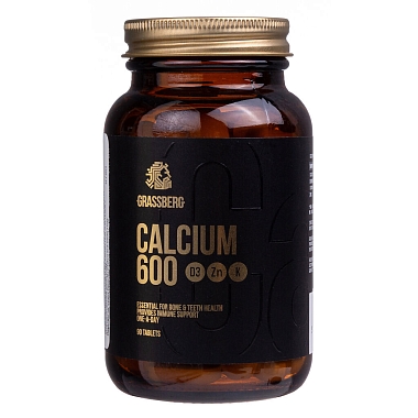 Купить Грассберг Кальций 600 + Д3 + Цинк + Витамин К 90 шт таблетки