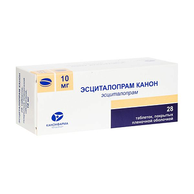 Купить Эсциталопрам Канон 10 мг 28 шт таблетки покрытые пленочной оболочкой