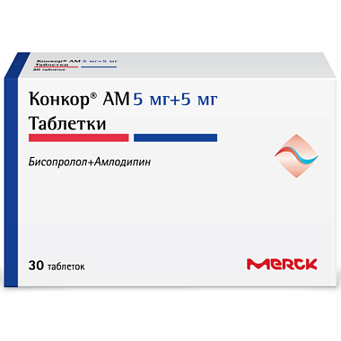 Купить Конкор АМ 5 мг + 5 мг 30 шт таблетки