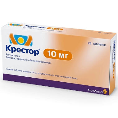 Купить Крестор 10 мг 28 шт таблетки покрытые пленочной оболочкой