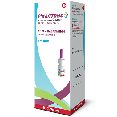 Купить Риалтрис 25 мкг + 600 мкг/доза 15 мл 120 доз спрей назальный дозированный