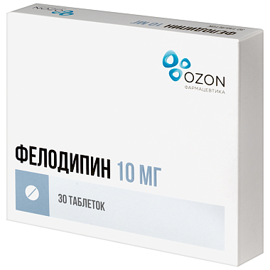 Купить Фелодипин 10 мг 30 шт таблетки с пролонгированным высвобождением покрытые пленочной оболочкой