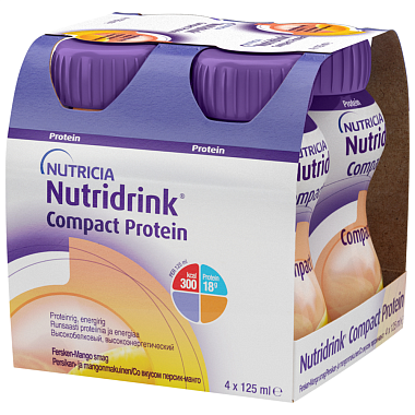 Купить Нутридринк компакт протеин 125 мл 4 шт смесь для энтерального питания персик-манго