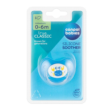 Купить Canpol babies 1 шт соска-пустышка силиконовая 0-6 мес цвет голубой love&sea
