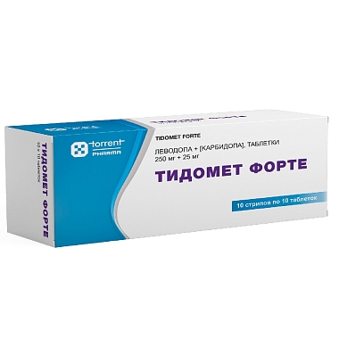 Купить Тидомет Форте 250 мг + 25 мг 100 шт таблетки