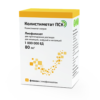 Купить Колистиметат ПСК 1000000 ЕД 1 шт лиофилизат для приготовления раствора для инъекций инфузий и ингаляций флаконы