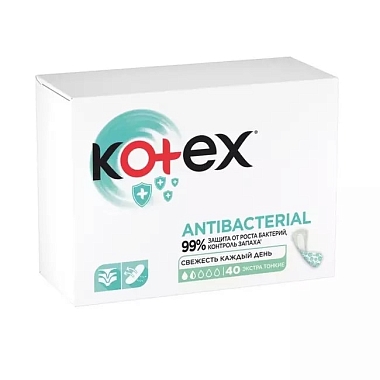 Купить Kotex 40 шт прокладки ежедневные с антибактериальным слоем экстра тонкие