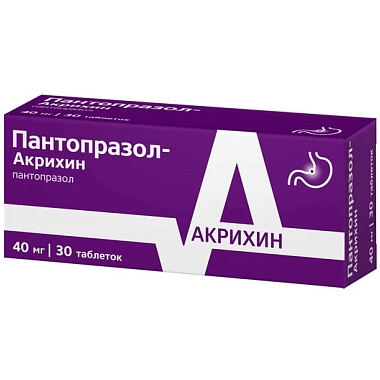 Купить Пантопразол-Акрихин 40 мг 30 шт таблетки кишечнорастворимые покрытые пленочной оболочкой