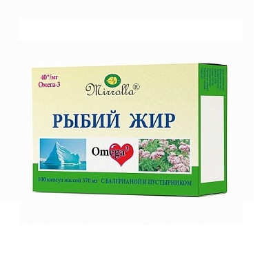 Купить Mirrolla Рыбий Жир с экстрактом валерианы и пустырника 100 шт капсулы