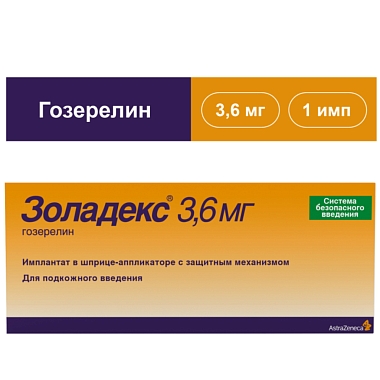 Купить Золадекс 3,6 мг 1 шт имплантат в шприце-аппликаторе с защитным механизмом для подкожного введения