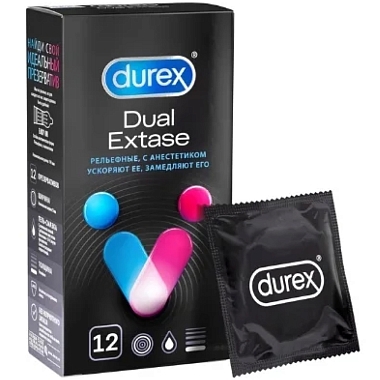 Купить Durex Dual Extase 12 шт презервативы с анестетиком