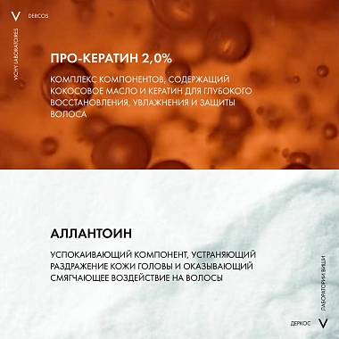 Купить Vichy Dercos Kera-Solutions 250 мл шампунь реконструирующий с про-кератином