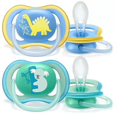 Купить Philips Avent Ultra Air SCF349/11 2 шт соска-пустышка силиконовая ортодонтическая 18+ мес динозаврик и коала