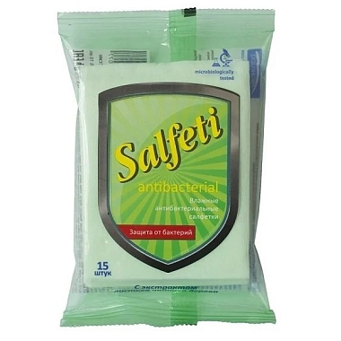 Купить Salfeti antibac 15 шт салфетки влажные антибактериальные с экстрактом листьев чайного дерева