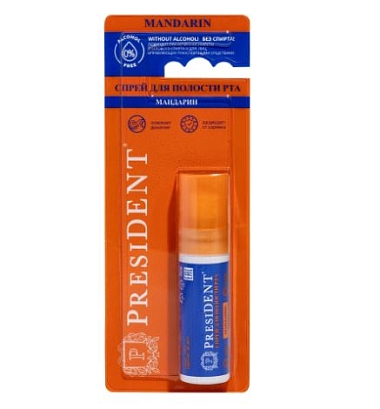 Купить PresiDent 20 мл спрей для полости рта мандарин без спирта