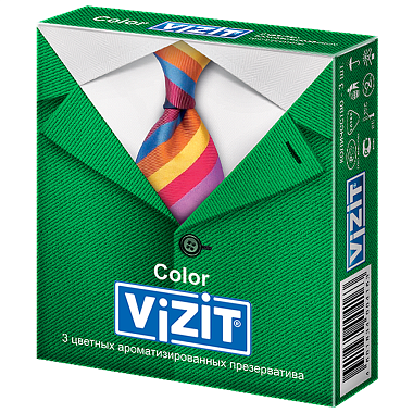 Купить Vizit Color 3 шт презервативы цветные ароматизированные