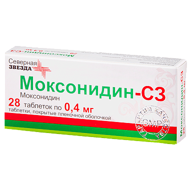 Купить Моксонидин-СЗ 400 мкг 28 шт таблетки покрытые пленочной оболочкой