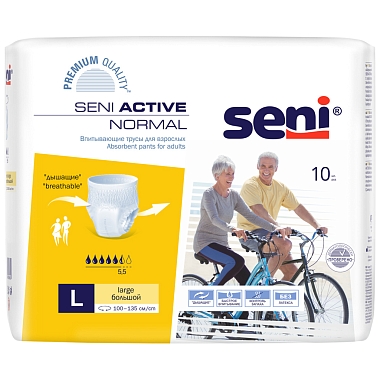 Купить Seni Active Normal 10 шт подгузники-трусы размер L 5,5 капель