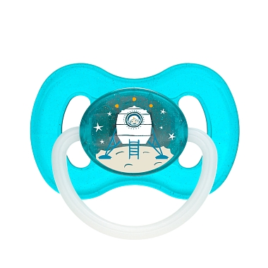 Купить Canpol babies space 1 шт соска-пустышка латексная круглая 6-18 мес цвет бирюзовый