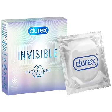 Купить Durex Invisible Extra Lube 3 шт презервативы из натурального латекса ультратонкие