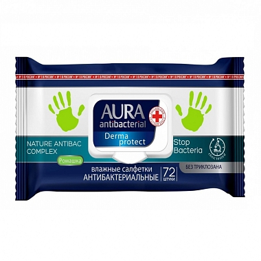 Купить Aura 72 шт салфетки влажные антибактериальные