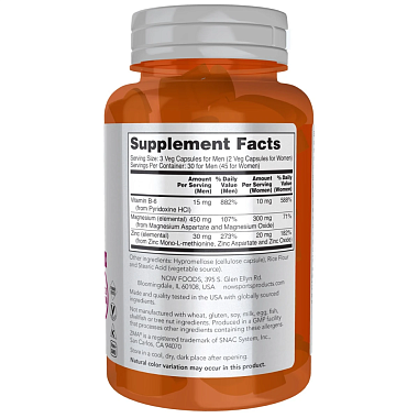 Купить Now foods ZMA Аспартатный комплекс цинк и магний + B6 90 шт капсулы