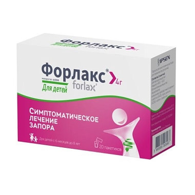 Купить Форлакс 4 г 20 шт порошок для приготовления раствора для приема внутрь д/детей