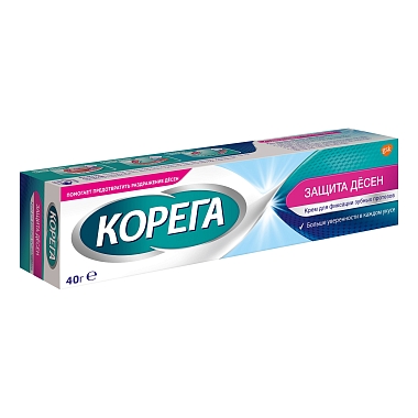Купить Корега 40 г крем для фиксации зубных протезов защита десен