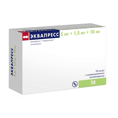 Купить Эквапресс 5 мг + 1,5 мг + 10 мг 28 шт капсулы с модифицированным высвобождением