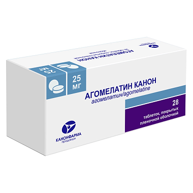 Купить Агомелатин Канон 25 мг 28 шт таблетки покрытые пленочной оболочкой