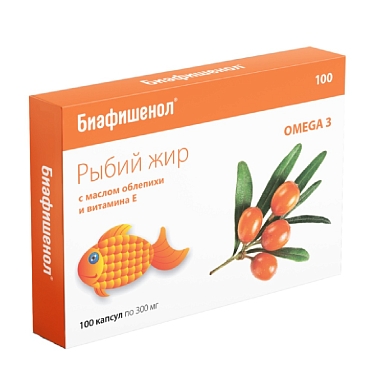 Купить Биафишенол рыбий жир с маслом облепихи 100 шт капсулы