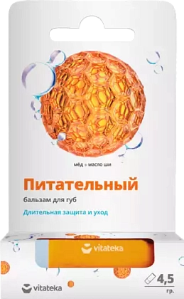 Купить Vitateka 4,5 г бальзам для губ питательный мед и масло ши