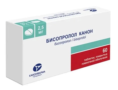 Купить Бисопролол 2,5 мг 60 шт таблетки покрытые пленочной оболочкой