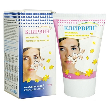 Купить Клирвин 100 г крем для лица отбеливающий от веснушек и пигментных пятен