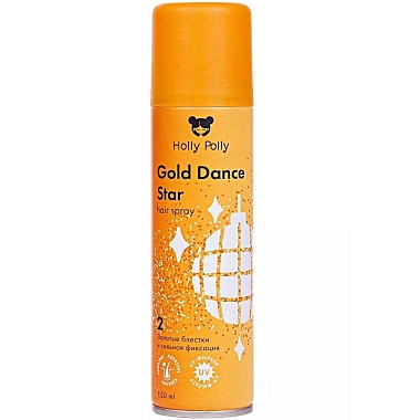Купить Holly Polly Gold Dance Star 150 мл лак для волос сильной фиксации с золотыми блёстками