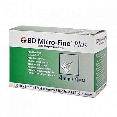Купить BD Micro-Fine Plus 0,23 мм х 4 мм 32 G 100 шт иглы для шприц-ручки