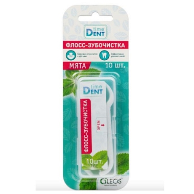 Купить Oleos TimeDENT 10 шт флосс-зубочистки мята