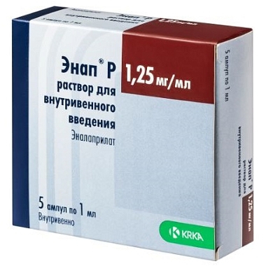 Купить Энап Р 1,25 мг/мл 1 мл 5 шт раствор для внутривенного введения ампулы