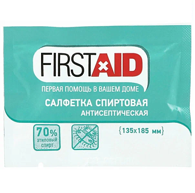 Купить  First Aid 135 мм X 185 мм1 шт салфетка антисептическая спиртовая 