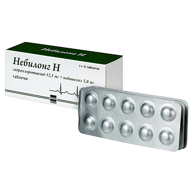 Купить Небилонг Н 12,5 мг + 5 мг 30 шт таблетки