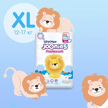 Купить Joonies Premium Soft 38 шт подгузники-трусики для детей размер XL 12-17 кг
