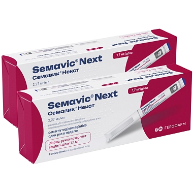 Купить Набор 2 уп. Семавик Некст 1,7 мг/доза 3 мл 1 шприц-ручка + 4 иглы
