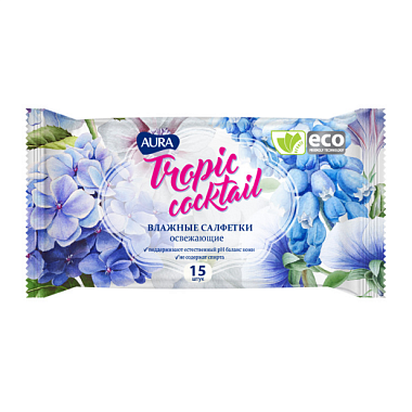 Купить AURA алфетки влаж №15 тропич коктейль