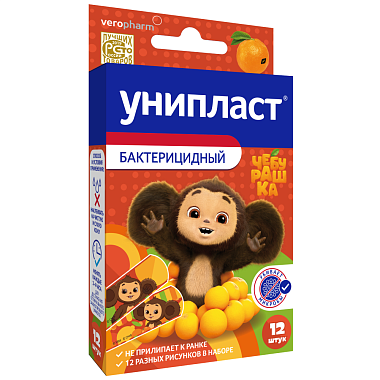 Купить Унипласт Чебурашка 1,9 см х 7,2 см 12 шт лейкопластырь бактерицидный набор