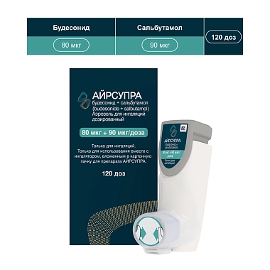 Купить Айрсупра 80 мкг + 90 мкг 120 доз аэрозоль для ингаляций дозированный