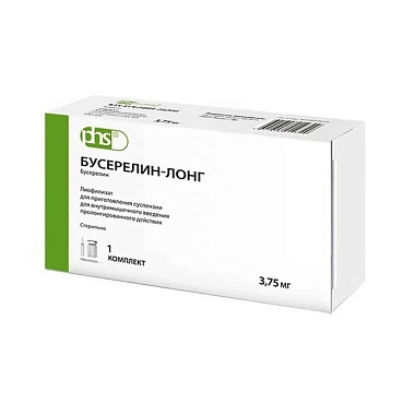 Купить Бусерелин-Лонг 3,75 мг 1 шт + растворитель лиофилизат для суспензии для внутримышечного введения пролонгированного действия флакон