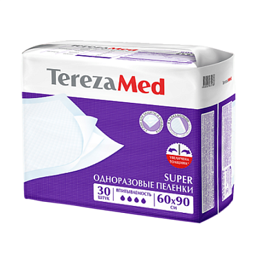 Купить TerezaMed Super 30 шт пеленки 60 см х 90 см