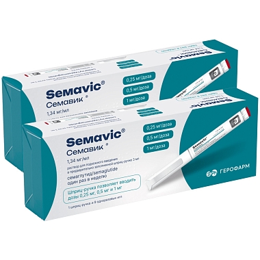 Купить Набор 2 уп. Семавик 0,25/0,5/1 мг/доза 3 мл 1 шприц-ручка + 9 игл