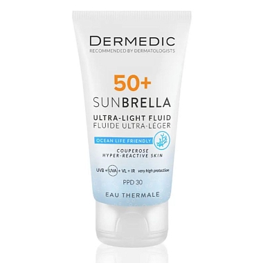 Купить Dermedic Sunbrella SPF50+ 40 мл флюид ультра-легкий солнцезащитный для чувствительной кожи с хрупкими капиллярами